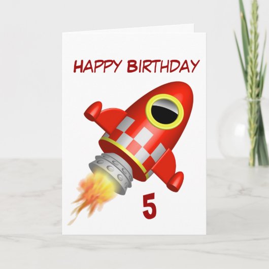 Happy Birthday 5th Little Rocket Theme Kaart (Voorkant)