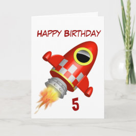 Happy Birthday 5th Little Rocket Theme Kaart