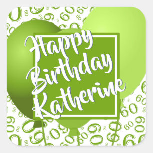 Happy Birthday - 60 Green/White Number Pattern Vierkante Sticker