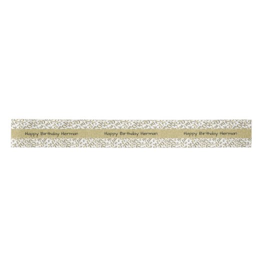 "Happy Birthday" 70 Number Pattern Gold en White Lint (Voorkant)