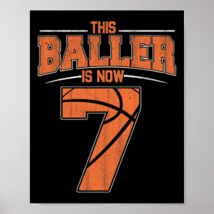 Happy Birthday 7e 7 jaar oude Basketball Boys Seat Poster
