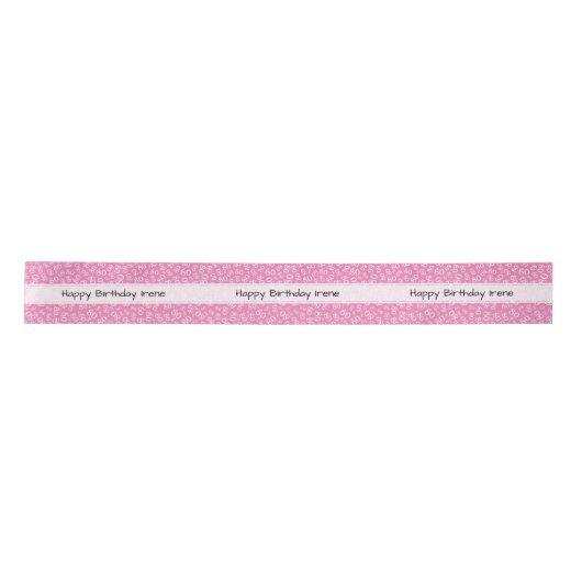 "Happy Birthday" 80 Number Pattern Pink and White Lint (Voorkant)