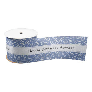 "Happy Birthday" 90 Number Pattern Blue and White Lint