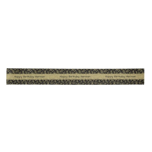 "Happy Birthday" 90 Number Pattern Gold en Black Lint (Voorkant)
