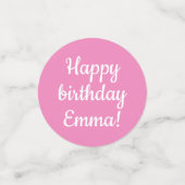 Happy Birthday - Aangepast, aangepast roze en wit Confetti (Kleine voorkant)