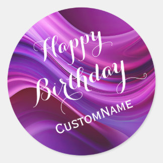 Happy Birthday Aangepaste gepersonaliseerde naam P Ronde Sticker