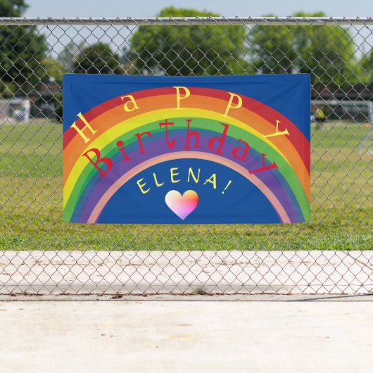 "Happy Birthday!" Aangepaste regenboogbanner Spandoek (Insitu)