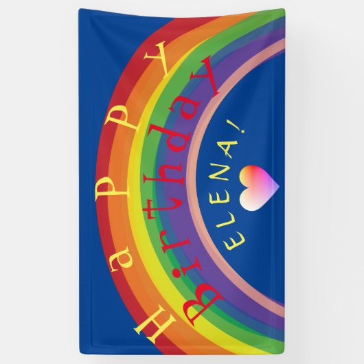 "Happy Birthday!" Aangepaste regenboogbanner Spandoek (Verticaal)