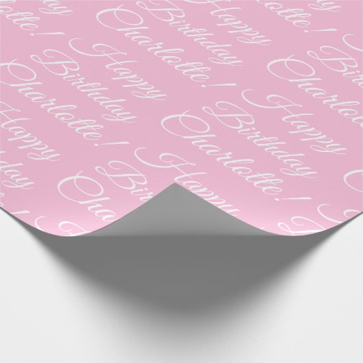 Happy Birthday aangepaste scriptnaam tekst lichtro Cadeaupapier (Hoek)