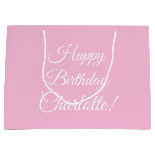 Happy Birthday aangepaste scriptnaam tekst lichtro Groot Cadeauzakje (Voorkant)