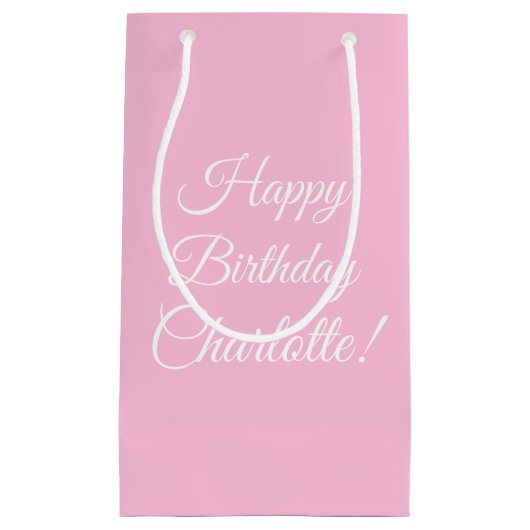 Happy Birthday aangepaste scriptnaam tekst lichtro Klein Cadeauzakje (Voorkant)