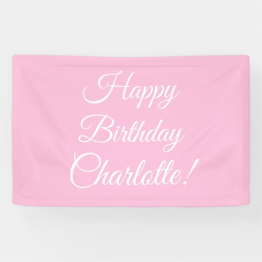 Happy Birthday aangepaste scriptnaam tekst lichtro Spandoek (Horizontaal)