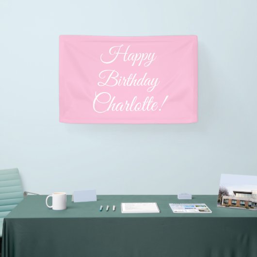 Happy Birthday aangepaste scriptnaam tekst lichtro Spandoek (Beurs)