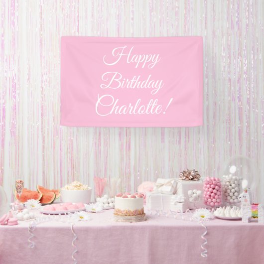 Happy Birthday aangepaste scriptnaam tekst lichtro Spandoek (Feest)