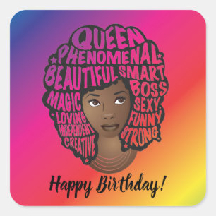 Happy Birthday, aanmoediging van vrouwen, regenboo Vierkante Sticker