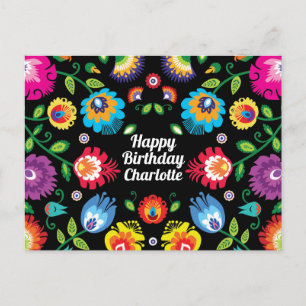 🎁Happy Birthday aanpasbare horizontale folklore Briefkaart