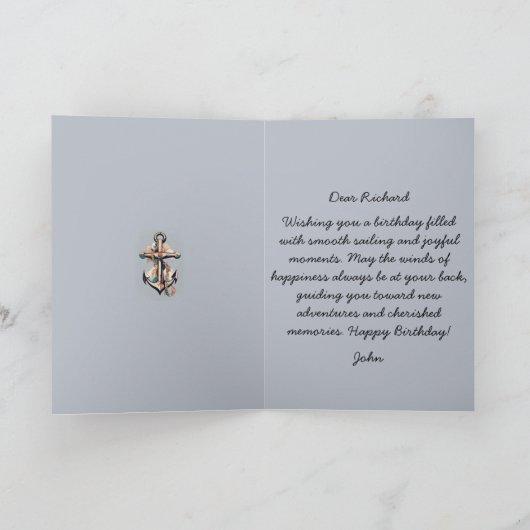 Happy Birthday Abstract Sailing Bewerkbare Kaart (Binnen)