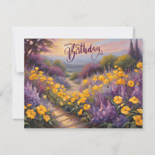 Happy Birthday Abstracte zomerbloemen Briefkaart