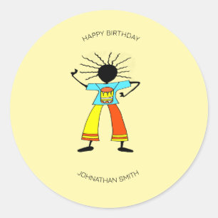 Happy Birthday, Afrikaanse drummer en kunstmeester Ronde Sticker