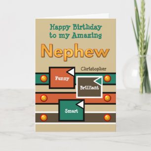 Happy Birthday Amazing Nephew brown and oranje Kaart