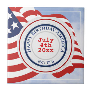 Happy Birthday America Patriotic Circles 1779 Flag Tegeltje