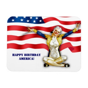 Happy Birthday, America. Retro Pin-Up Magneet