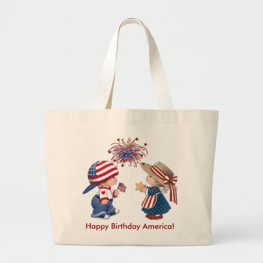 Happy Birthday Amerika Grote Tote Bag (Voorkant)