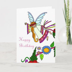 Happy Birthday Angel Oekraïense volkskunst Kaart