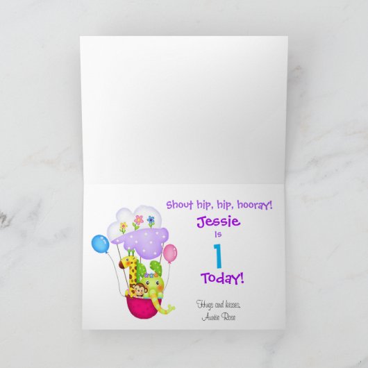 Happy Birthday Animal Train Young Child's Kaart (Binnen)