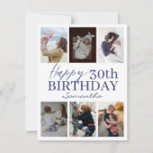 Happy Birthday Any Age Blue 6 Photo Collage (Voorkant)