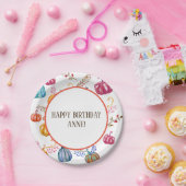 Happy Birthday Autumn Pumpkins Custom Paper Borden Papieren Bordje (Feest)