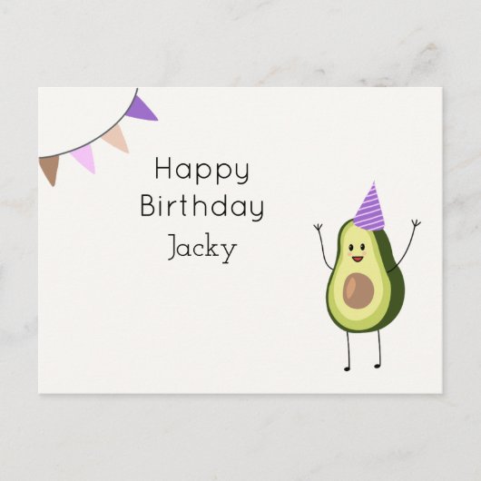 Happy Birthday Avocado Kaart (Voorkant)