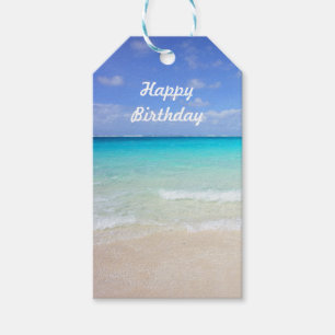 Happy Birthday Azure Blue Caribbean Tropical Beach Cadeaulabel