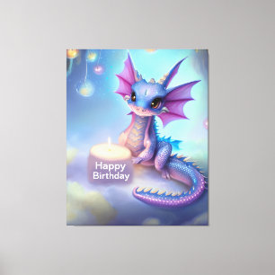 Happy Birthday Baby Dragon Canvas Afdruk