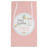 Happy Birthday Baby Giraffe Bloemen Kalf Custom Klein Cadeauzakje (Voorkant)