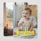 Happy Birthday Baby Girl - Downloadbare Kaart (Voorkant / Achterkant)