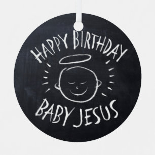 Happy Birthday Baby Jesus Chalkboard kerstbord Metalen Ornament