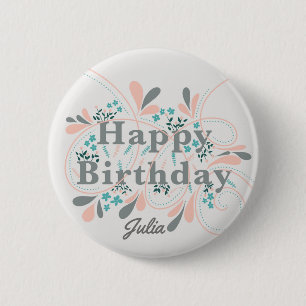Happy Birthday-badge aanpasbaar Ronde Button 5,7 Cm