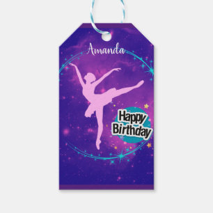 Happy Birthday Ballerina Galaxy Gepersonaliseerd Cadeaulabel