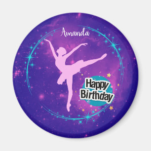 Happy Birthday Ballerina Galaxy Gepersonaliseerd   Magneet