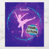 Happy Birthday Ballerina Galaxy Gepersonaliseerd Wijn Etiket (Enkel label)