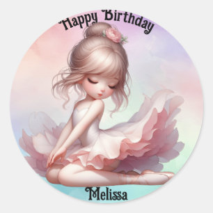 Happy Birthday Ballerina Sticker