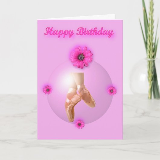 Happy Birthday Ballet Ballerina Danser Balletschoe Kaart (Voorkant)