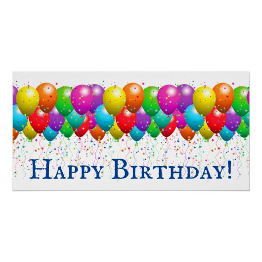 Happy Birthday ballon en Confetti Perfect Poster (Voorkant)