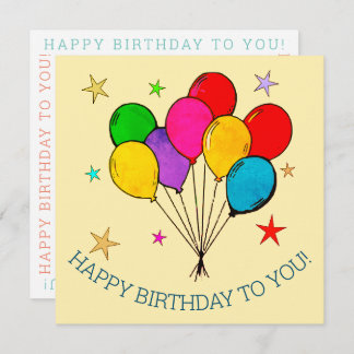 Happy Birthday-ballonnen en sterrenkaarten Bedankkaart