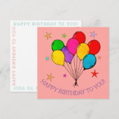 Happy Birthday-ballonnen en sterrenkaarten Bedankkaart (Voorkant / Achterkant)