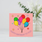 Happy Birthday-ballonnen en sterrenkaarten Bedankkaart (Staand voorkant)