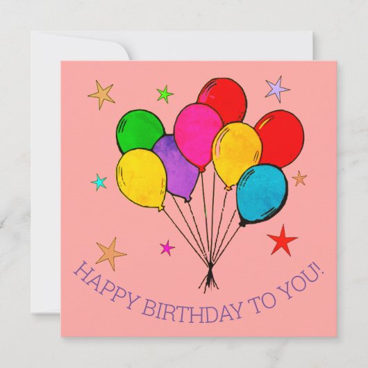 Happy Birthday-ballonnen en sterrenkaarten Bedankkaart (Voorkant)