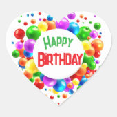 Happy Birthday-ballonnen Hart Sticker (Voorkant)