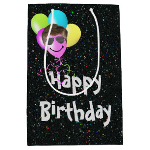 Happy Birthday ballonnen op Glitter Medium Cadeauzakje